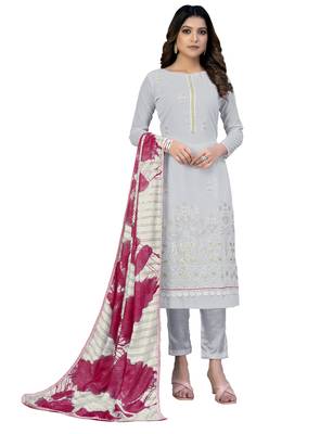 Grey embroidered georgette salwar 1