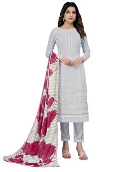 Grey embroidered georgette salwar