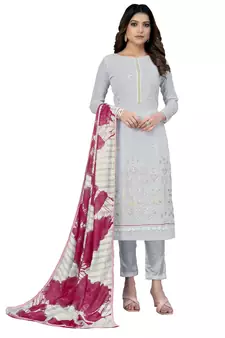 Grey embroidered georgette salwar