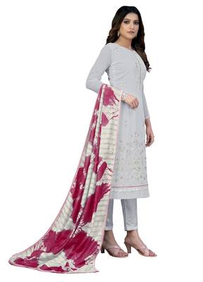 Grey embroidered georgette salwar 4
