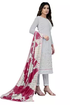 Grey embroidered georgette salwar