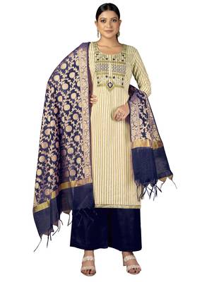 Beige embroidered Art Silk salwar 1