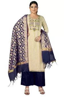 Beige embroidered Art Silk salwar