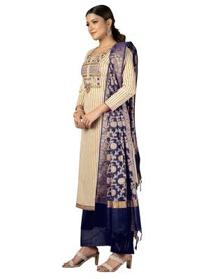 Beige embroidered Art Silk salwar 2
