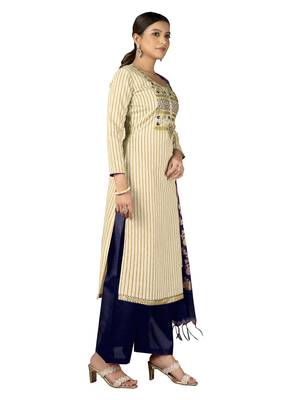 Beige embroidered Art Silk salwar 4