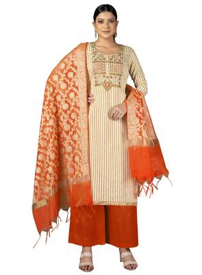 Beige embroidered Art Silk salwar 1