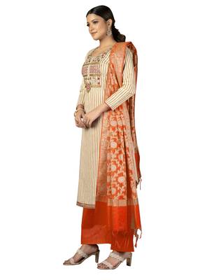 Beige embroidered Art Silk salwar 2