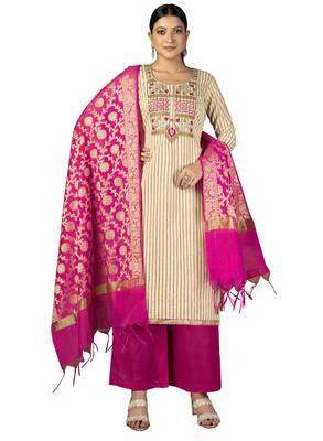 Beige embroidered Art Silk salwar 1