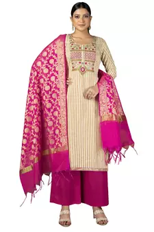 Beige embroidered Art Silk salwar