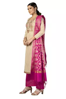 Beige embroidered Art Silk salwar