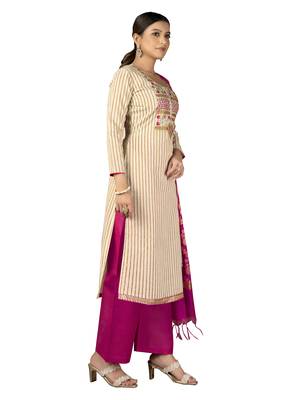 Beige embroidered Art Silk salwar 4