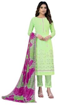 Green embroidered georgette salwar