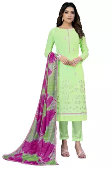 Green embroidered georgette salwar