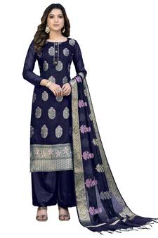 Blue embroidered jacquard salwar