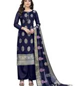 Blue embroidered jacquard salwar
