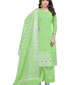 Green embroidered jacquard salwar