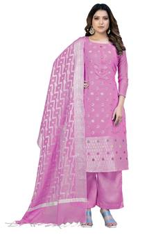 Pink embroidered jacquard salwar