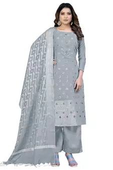 Grey embroidered jacquard salwar