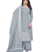 Grey embroidered jacquard salwar