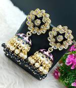 Diva Fashion Jewellery Big Size Meenakari Kundan Jhumka Earrings