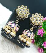 Fashionable Jewellery Big Size Meenakari Kundan Jhumka Earrings