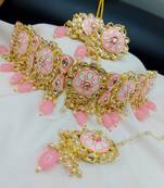 Premium Meenakari Jewellery Choker Necklace Set With Maang Tika  Jewellery Set