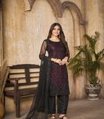 Heavy Black Sequance Embroidery Work In Maroon Colour And Girlish Net Fabric