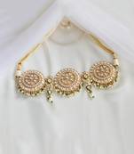Gold Finish Kundan polki & Green drop choker Necklace