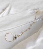 Gold finish kundan polki & pearl nose ring