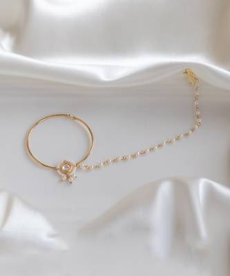 Gold finish with Pearls nose ring 1