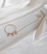 Gold finish kundan polki & pearl nose ring