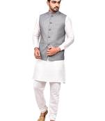 Fawn plain art silk  kurta-pajama