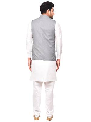 Fawn plain art silk  kurta-pajama 2
