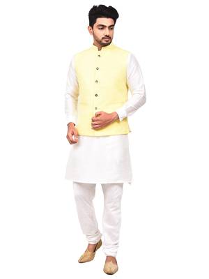 Fawn plain art silk  kurta-pajama 1