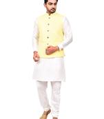 Fawn plain art silk  kurta-pajama