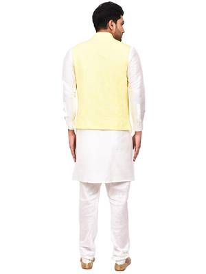 Fawn plain art silk  kurta-pajama 2