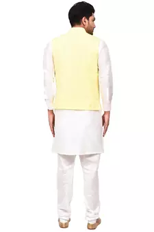 Fawn plain art silk  kurta-pajama