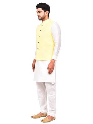 Fawn plain art silk  kurta-pajama 3