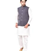 Fawn plain art silk  kurta-pajama