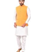 Fawn plain art silk  kurta-pajama