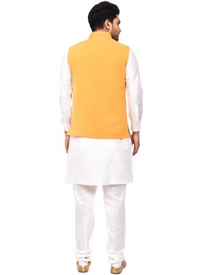 Fawn plain art silk  kurta-pajama 2