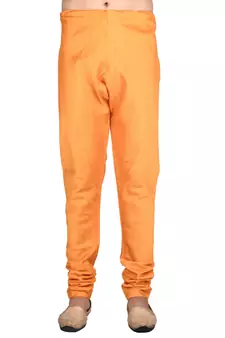 Orange plain art silk kurta-pajama