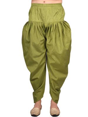 Green plain art silk  dhoti-kurta 5