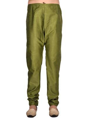 Green plain art silk  kurta-pajama 4