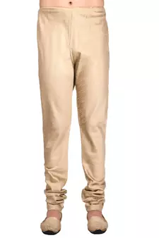 Gold plain art silk kurta-pajama