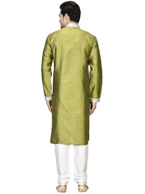 Green embroidered art silk kurta-pajama 3