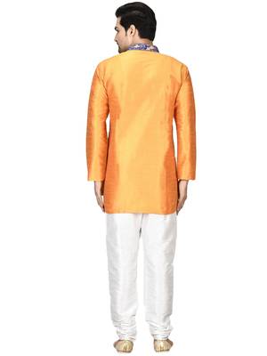 Orange embroidered art silk kurta-pajama 2