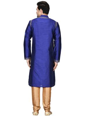 Blue embroidered art silk kurta-pajama 2
