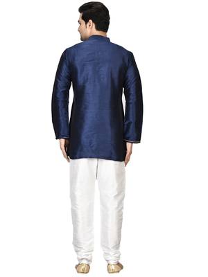 Blue embroidered art silk  kurta-pajama 2