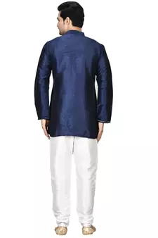 Blue embroidered art silk  kurta-pajama